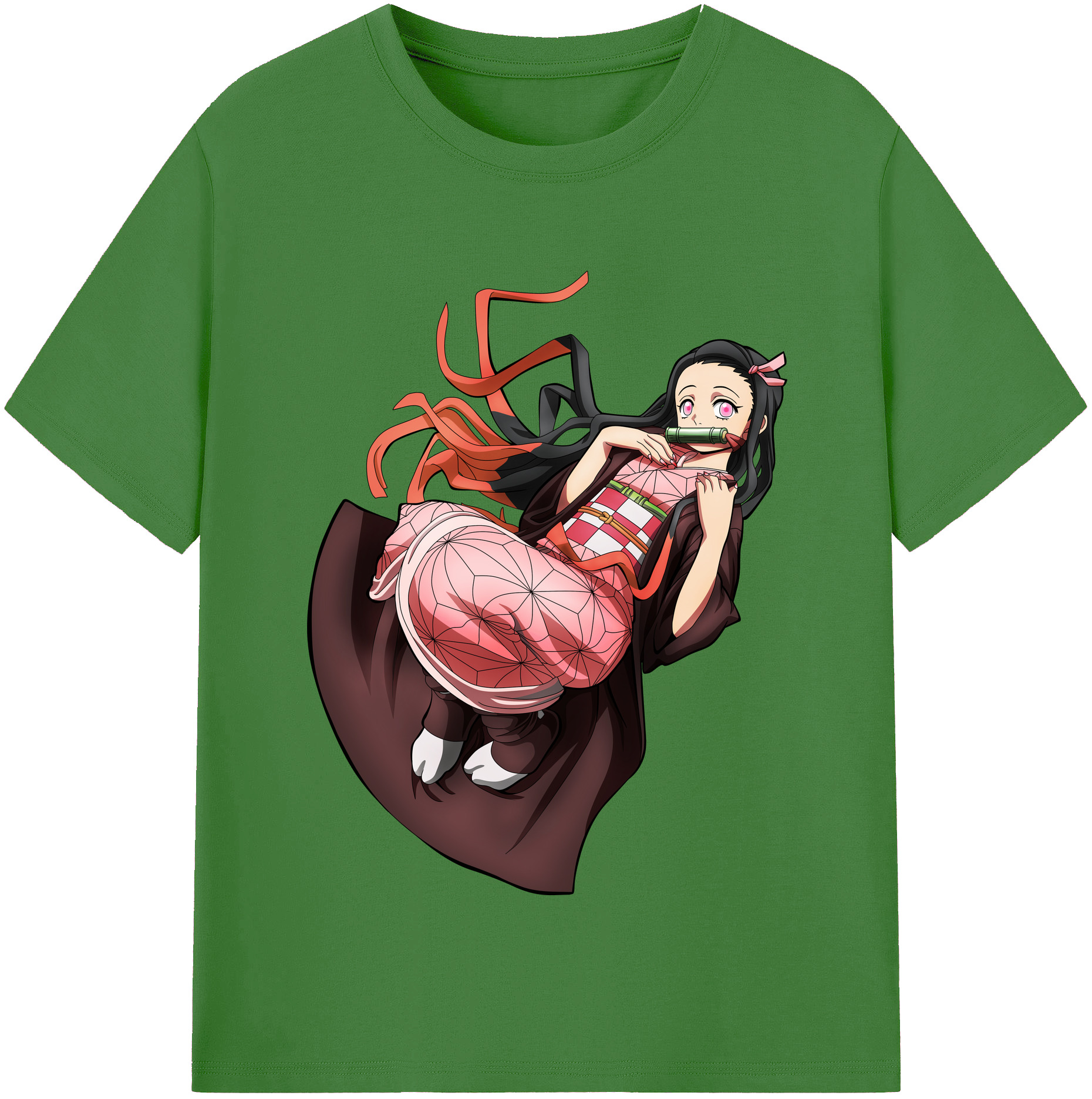 （画像用） 鬼滅の刃（きめつのやいば）竈門 禰󠄀豆子／かまど ねずこ Kamado Nezuko レディースカジュアルプリントTシャツ（綿100％）